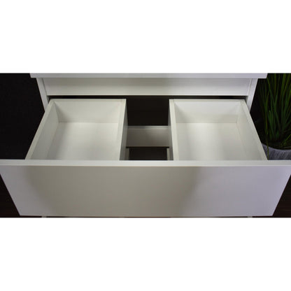 Volpa USA Salt 24" x 20" Glossy White Wall-Mounted Floating Bathroom Vanity With Drawers, Acrylic Top and Integrated Acrylic Sink