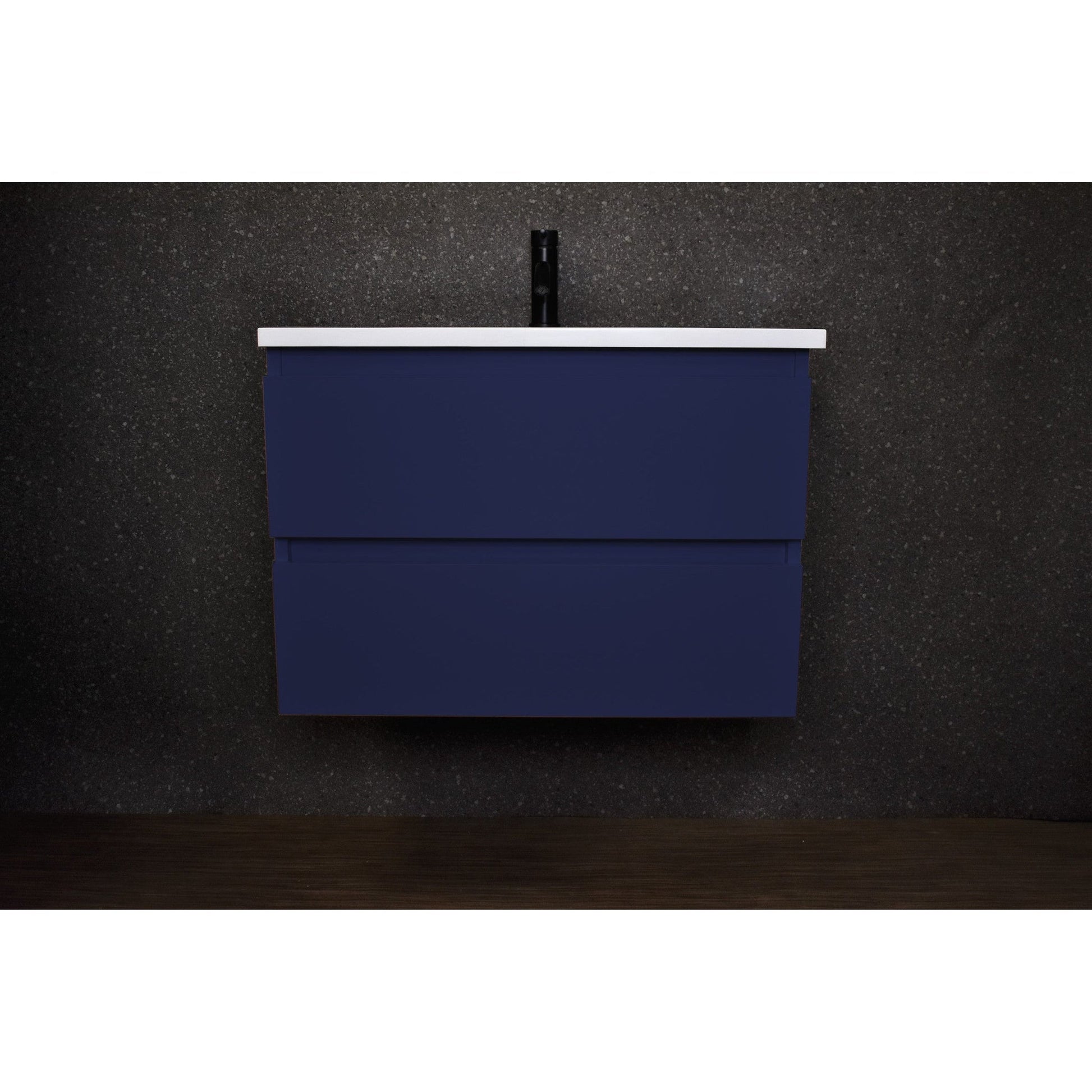 Volpa USA Salt 24" x 20" Navy Wall-Mounted Floating Bathroom Vanity With Drawers, Acrylic Top and Integrated Acrylic Sink