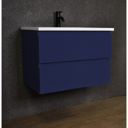 Volpa USA Salt 24" x 20" Navy Wall-Mounted Floating Bathroom Vanity With Drawers, Acrylic Top and Integrated Acrylic Sink