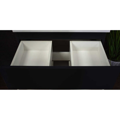 Volpa USA Salt 30" x 18" Black Wall-Mounted Floating Bathroom Vanity With Drawers, Integrated Porcelain Ceramic Top and Integrated Ceramic Sink