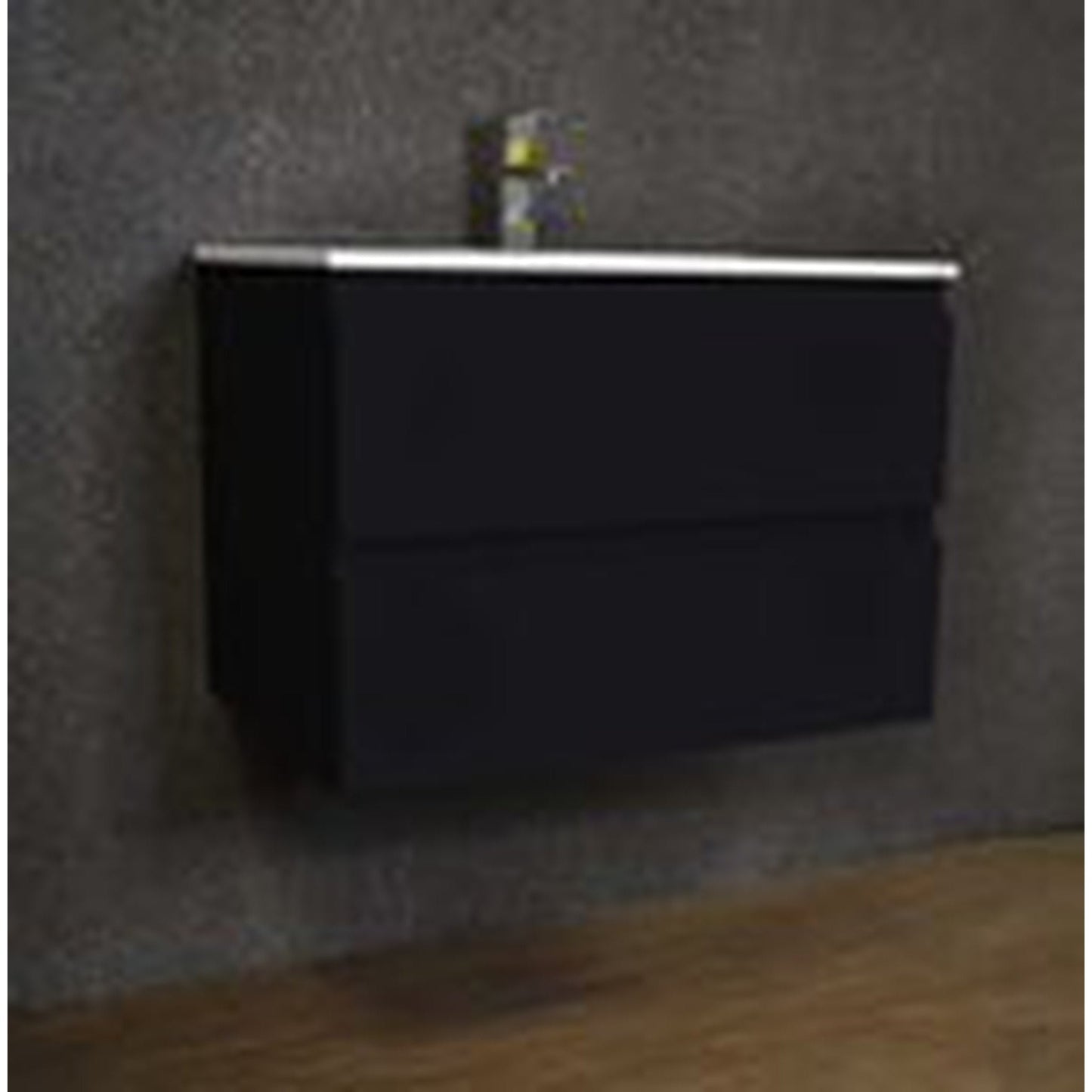 Volpa USA Salt 30" x 18" Black Wall-Mounted Floating Bathroom Vanity With Drawers, Integrated Porcelain Ceramic Top and Integrated Ceramic Sink