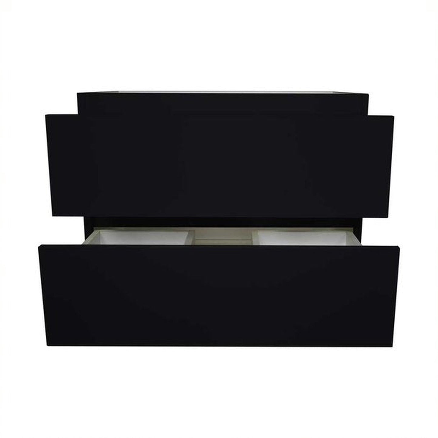 Volpa USA Salt 30" x 18" Glossy Black Wall-Mounted Floating Bathroom Vanity Cabinet with Drawers