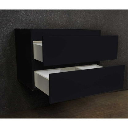 Volpa USA Salt 30" x 18" Glossy Black Wall-Mounted Floating Bathroom Vanity Cabinet with Drawers