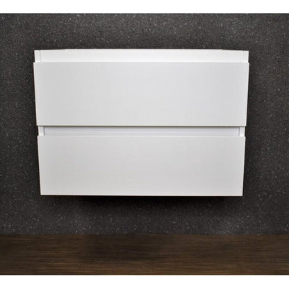 Volpa USA Salt 30" x 18" Glossy White Wall-Mounted Floating Bathroom Vanity Cabinet with Drawers