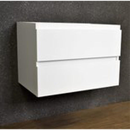 Volpa USA Salt 30" x 18" Glossy White Wall-Mounted Floating Bathroom Vanity Cabinet with Drawers