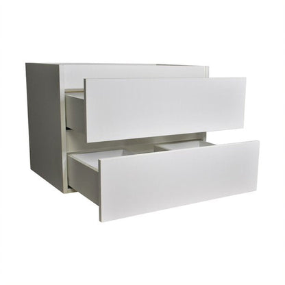 Volpa USA Salt 30" x 18" Glossy White Wall-Mounted Floating Bathroom Vanity Cabinet with Drawers