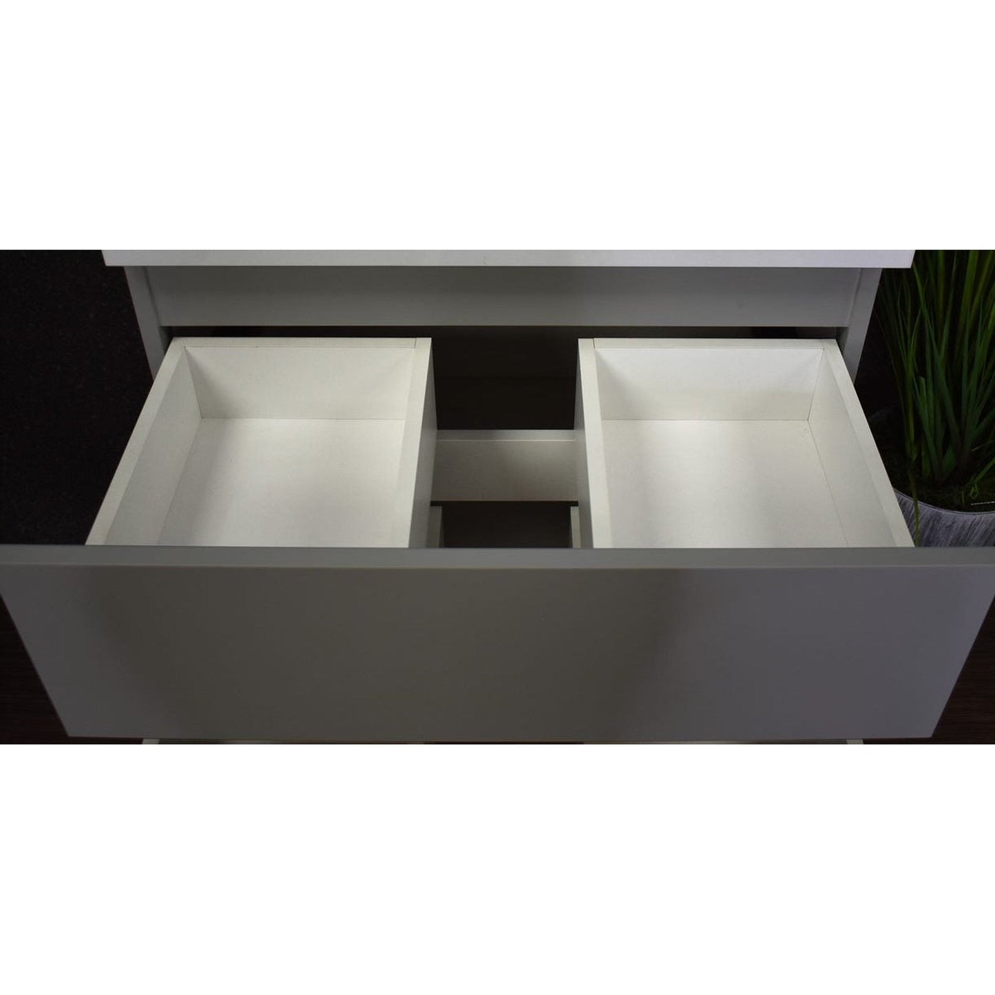 Volpa USA Salt 30" x 18" Gray Wall-Mounted Floating Bathroom Vanity With Drawers, Integrated Porcelain Ceramic Top and Integrated Ceramic Sink