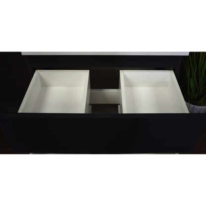 Volpa USA Salt 30" x 20" Glossy Black Wall-Mounted Floating Bathroom Vanity Cabinet with Drawers