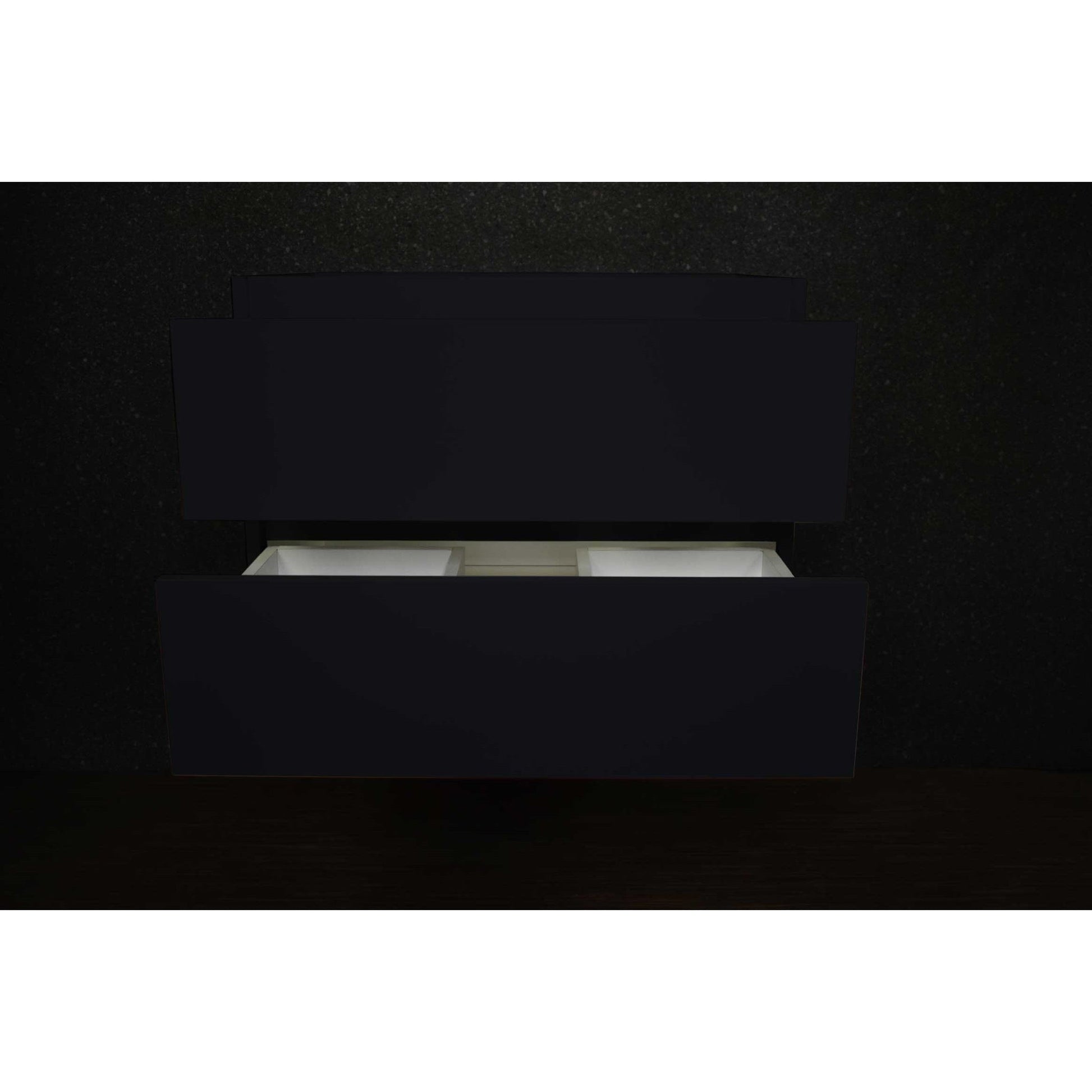 Volpa USA Salt 30" x 20" Glossy Black Wall-Mounted Floating Bathroom Vanity Cabinet with Drawers