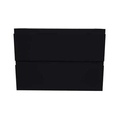 Volpa USA Salt 30" x 20" Glossy Black Wall-Mounted Floating Bathroom Vanity Cabinet with Drawers