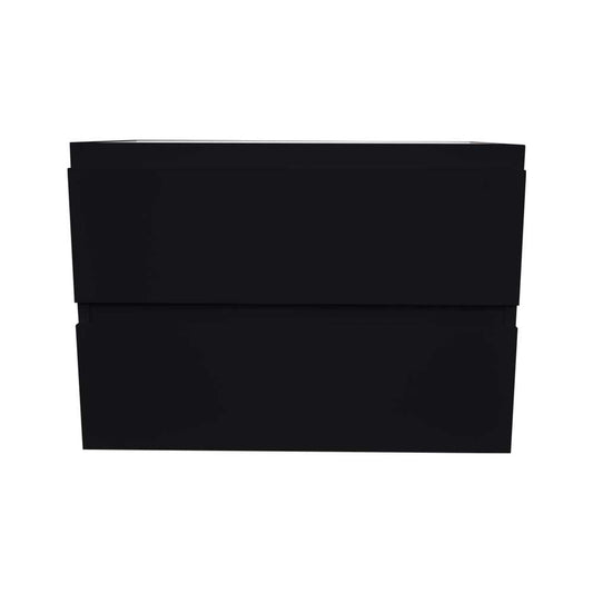 Volpa USA Salt 30" x 20" Glossy Black Wall-Mounted Floating Bathroom Vanity Cabinet with Drawers
