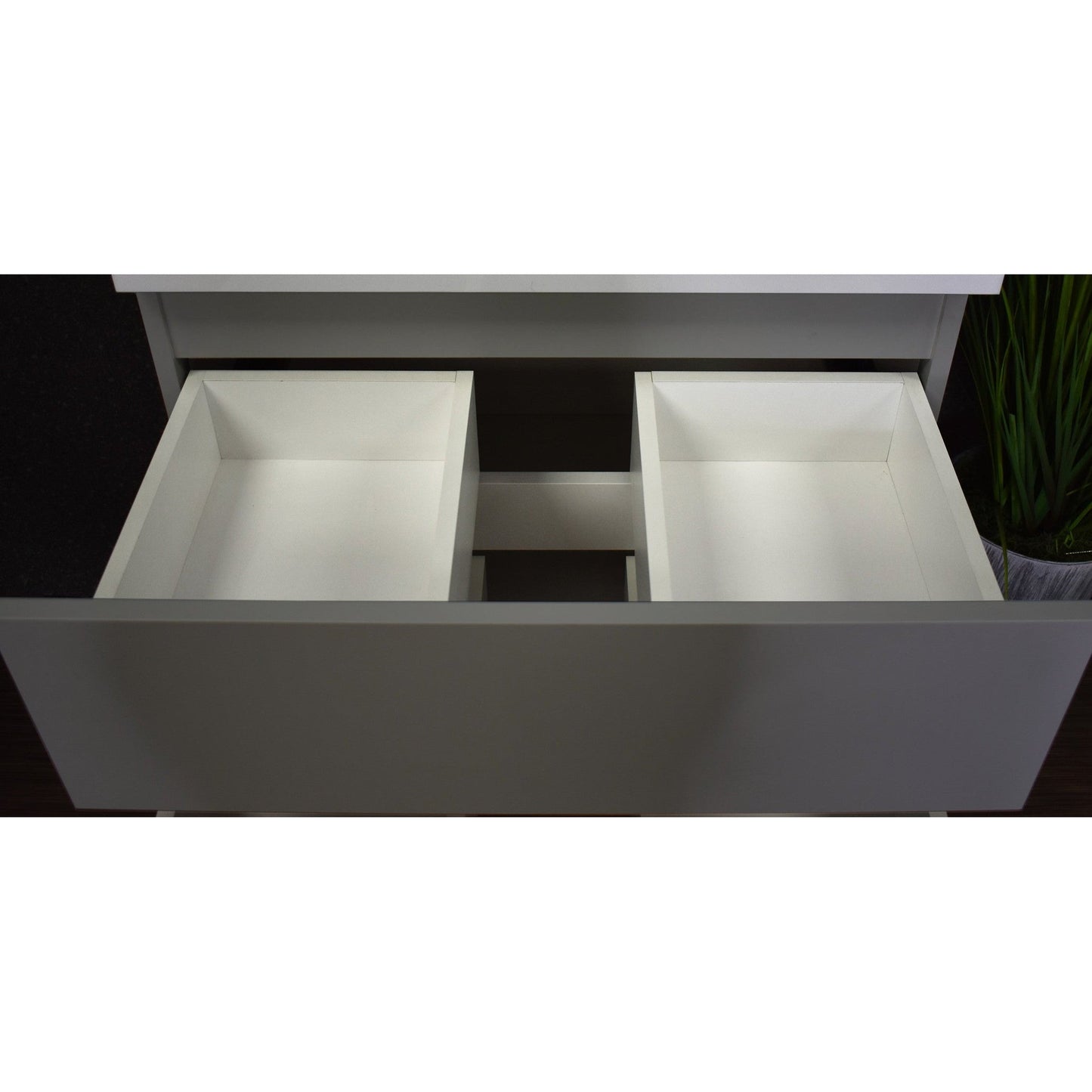 Volpa USA Salt 30" x 20" Gray Wall-Mounted Floating Bathroom Vanity With Drawers, Acrylic Top and Integrated Acrylic Sink