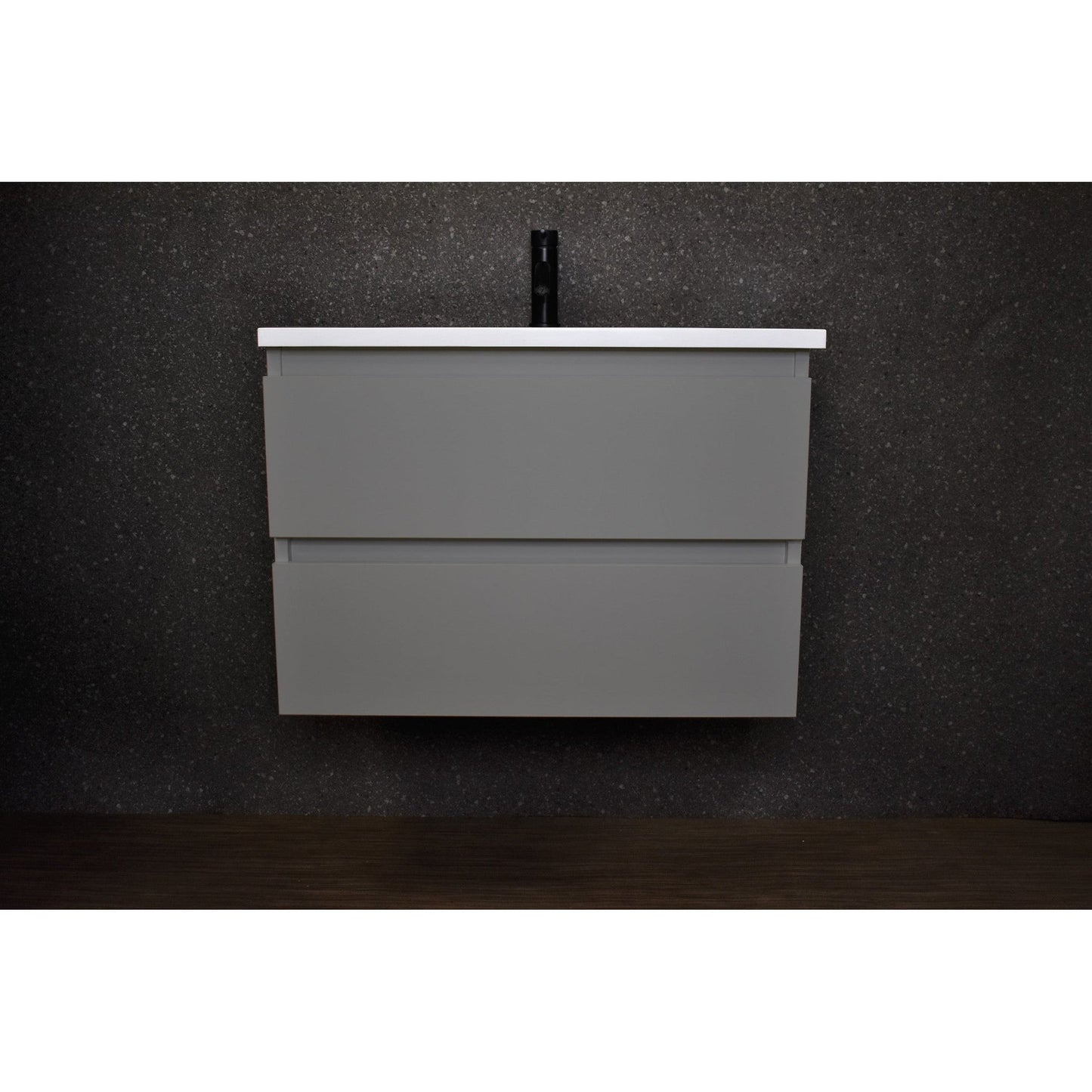 Volpa USA Salt 30" x 20" Gray Wall-Mounted Floating Bathroom Vanity With Drawers, Acrylic Top and Integrated Acrylic Sink