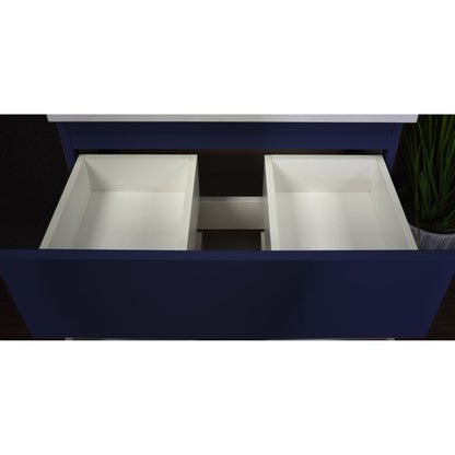 Volpa USA Salt 30" x 20" Navy Wall-Mounted Floating Bathroom Vanity Cabinet with Drawers