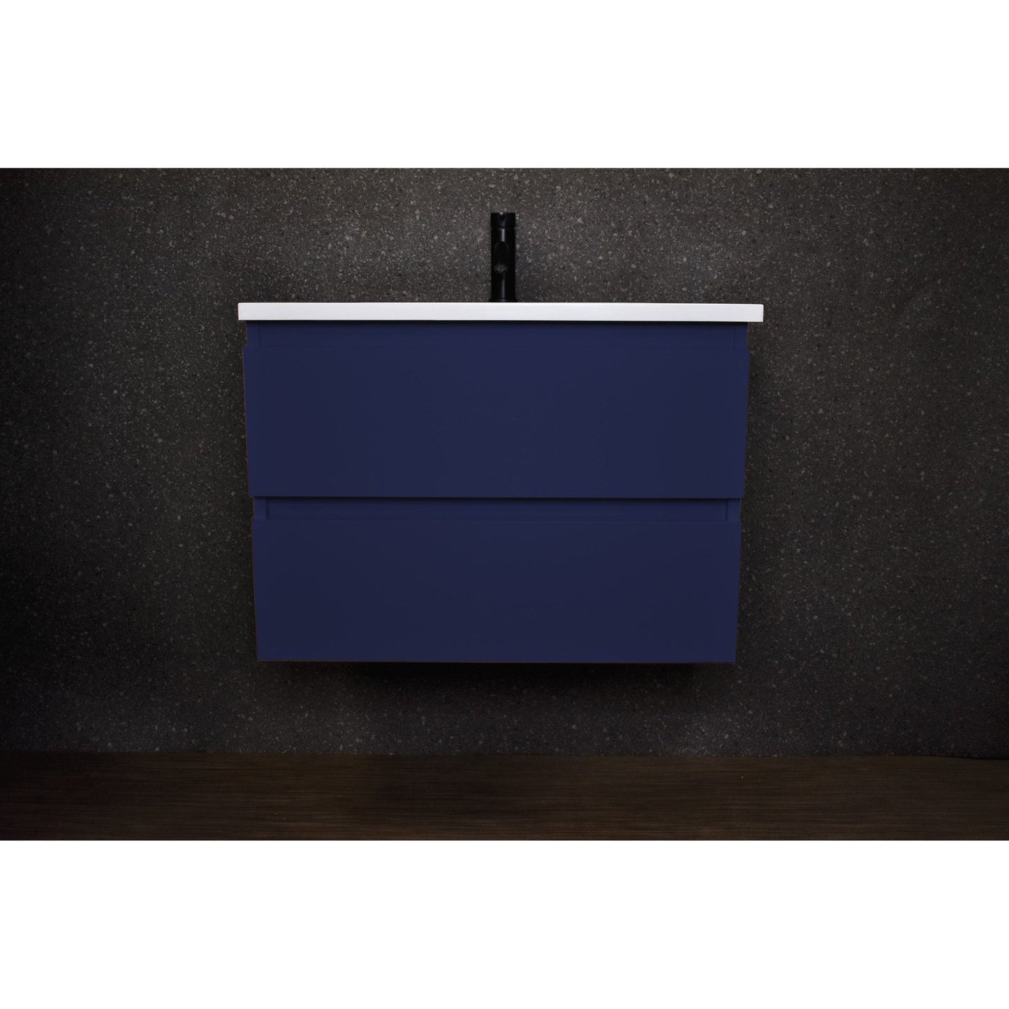 Volpa USA Salt 30" x 20" Navy Wall-Mounted Floating Bathroom Vanity With Drawers, Acrylic Top and Integrated Acrylic Sink