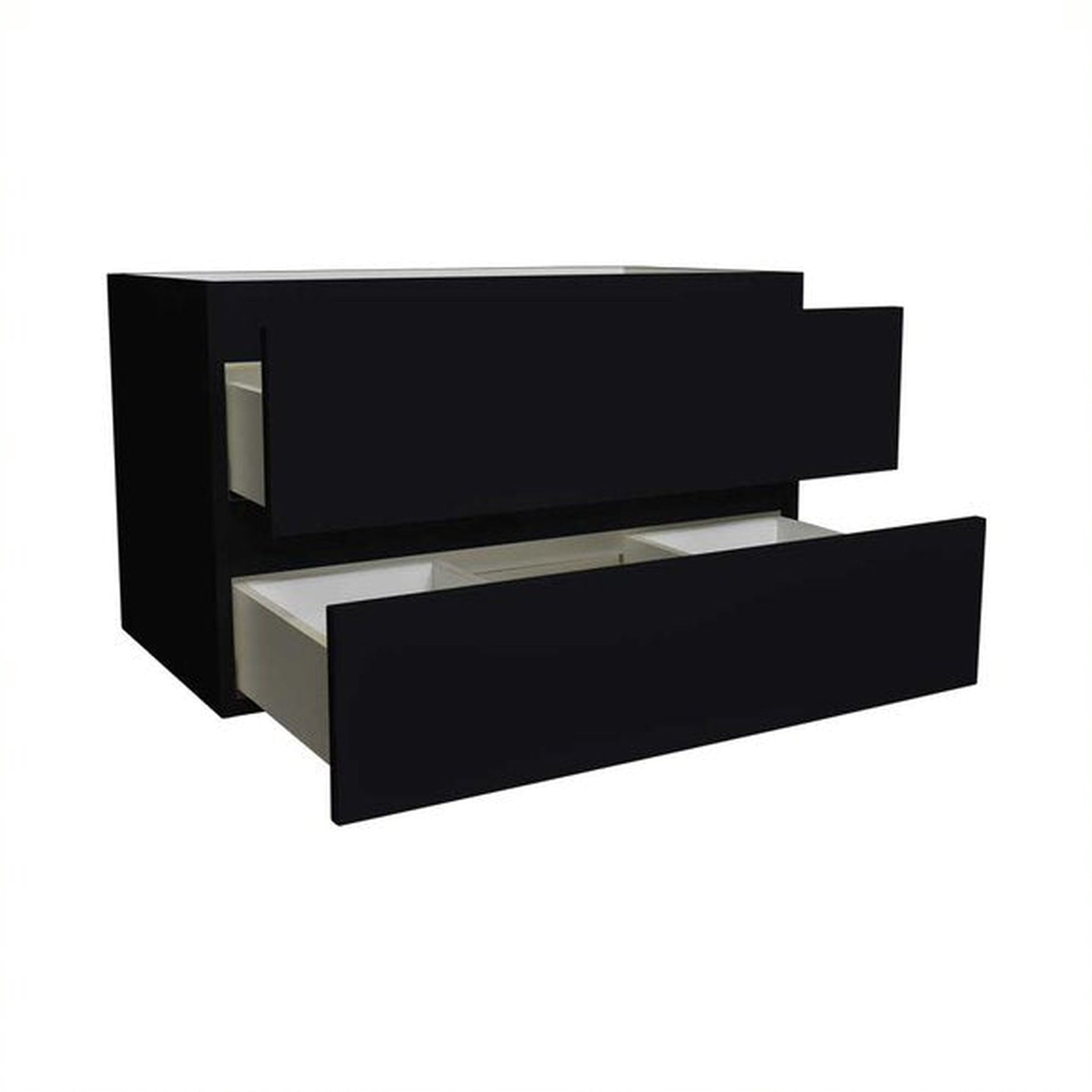 Volpa USA Salt 36" x 18" Glossy Black Wall-Mounted Floating Bathroom Vanity Cabinet with Drawers