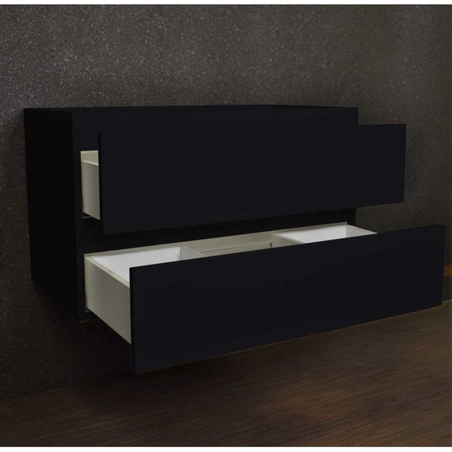 Volpa USA Salt 36" x 18" Glossy Black Wall-Mounted Floating Bathroom Vanity Cabinet with Drawers