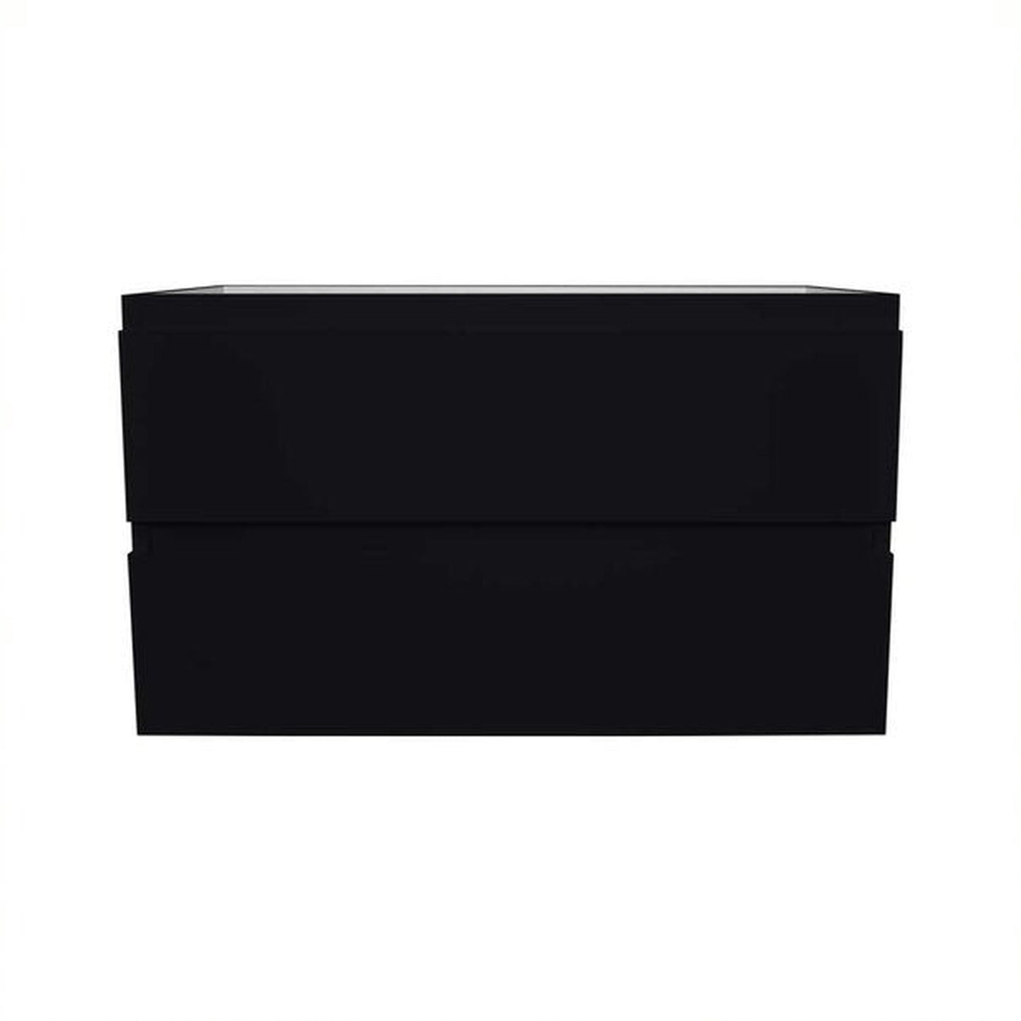 Volpa USA Salt 36" x 18" Glossy Black Wall-Mounted Floating Bathroom Vanity Cabinet with Drawers