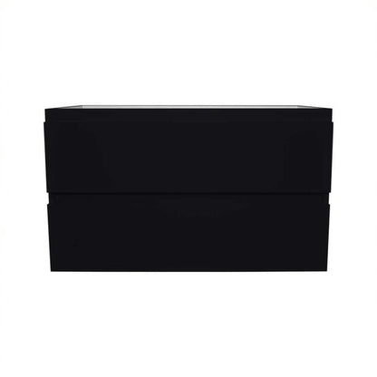 Volpa USA Salt 36" x 18" Glossy Black Wall-Mounted Floating Bathroom Vanity Cabinet with Drawers