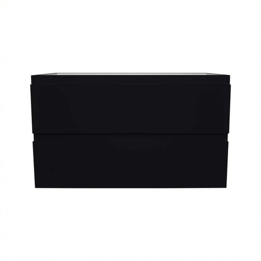 Volpa USA Salt 36" x 18" Glossy Black Wall-Mounted Floating Bathroom Vanity Cabinet with Drawers