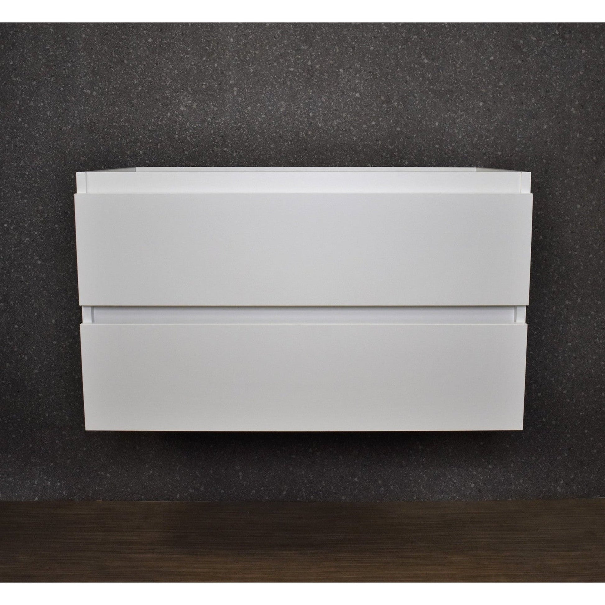 Volpa USA Salt 36" x 18" Glossy White Wall-Mounted Floating Bathroom Vanity Cabinet with Drawers