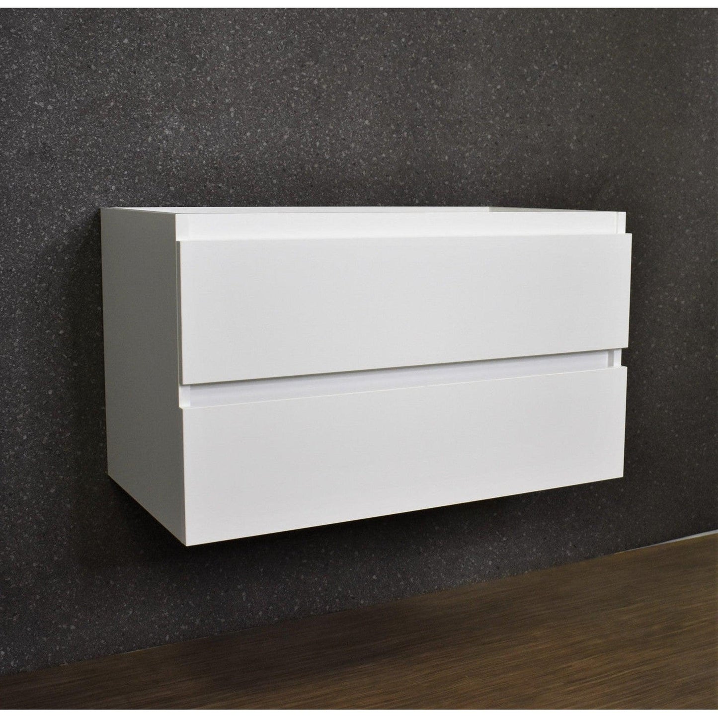 Volpa USA Salt 36" x 18" Glossy White Wall-Mounted Floating Bathroom Vanity Cabinet with Drawers