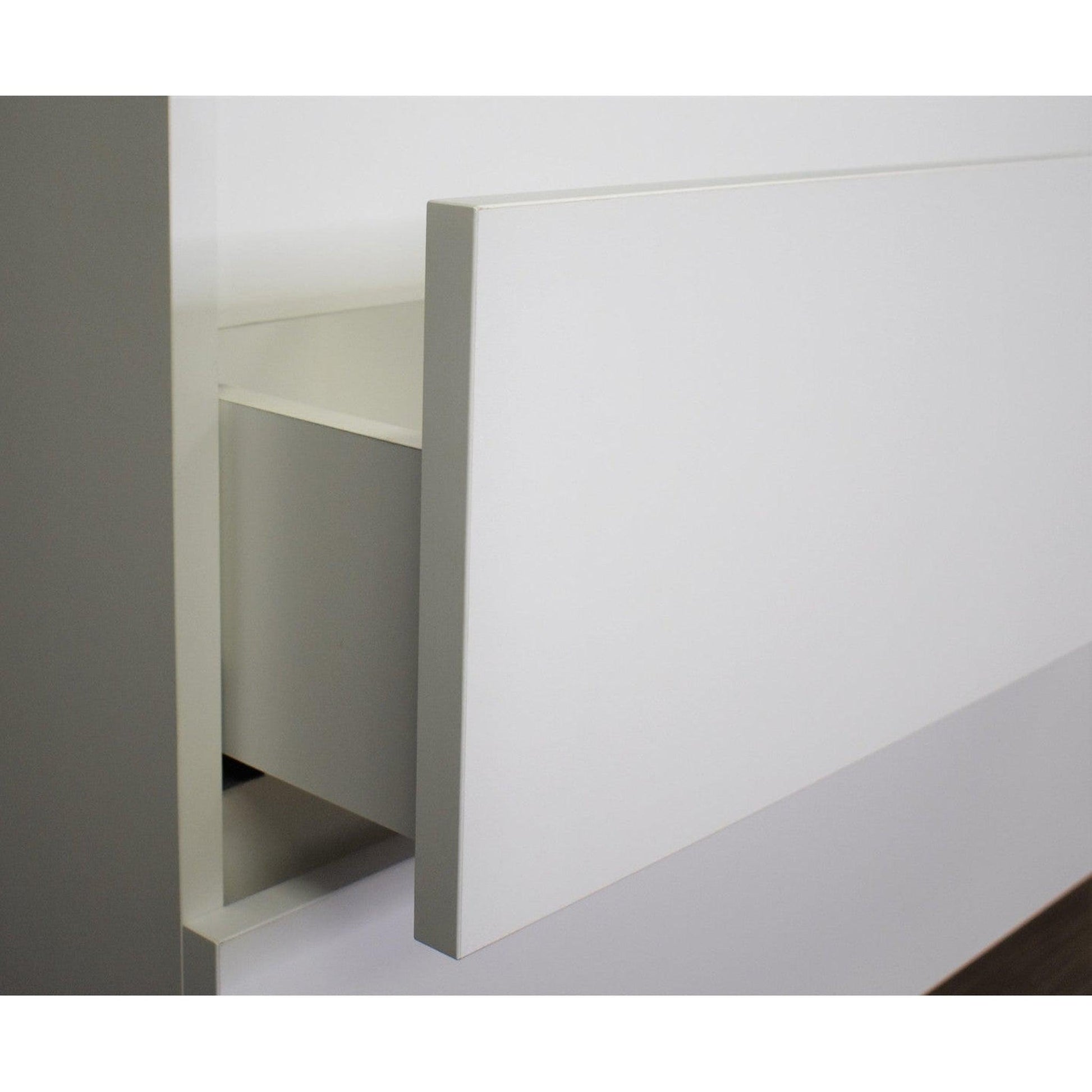 Volpa USA Salt 36" x 18" Glossy White Wall-Mounted Floating Bathroom Vanity Cabinet with Drawers