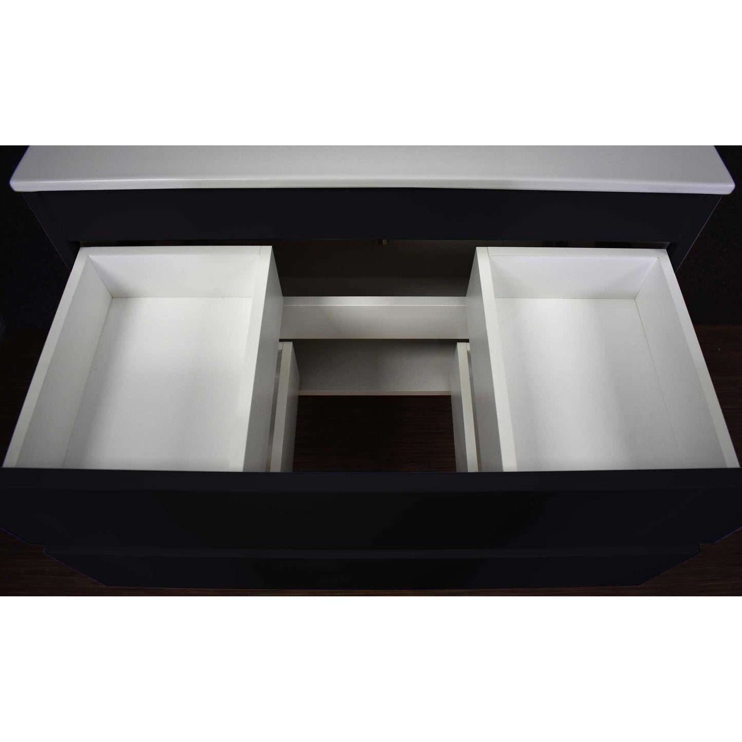 Volpa USA Salt 36" x 20" Black Wall-Mounted Floating Bathroom Vanity With Drawers, Acrylic Top and Integrated Acrylic Sink