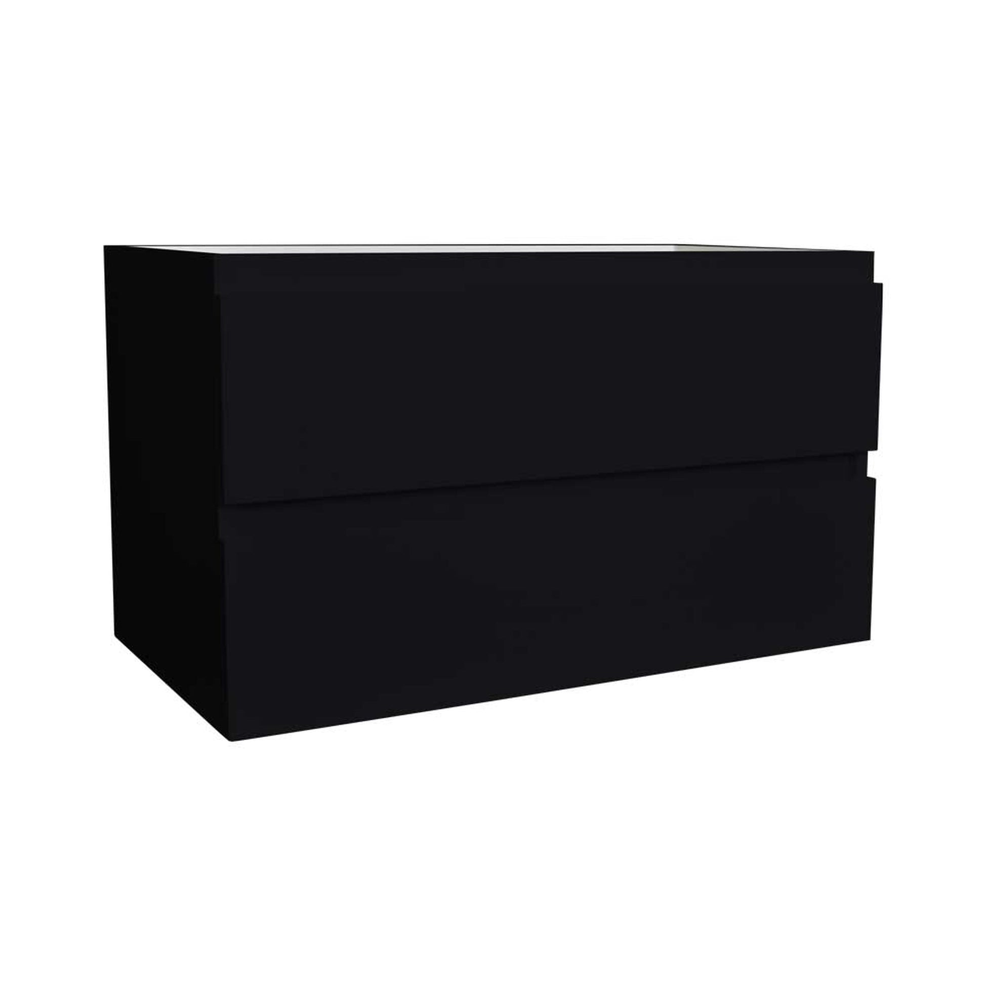 Volpa USA Salt 36" x 20" Glossy Black Wall-Mounted Floating Bathroom Vanity Cabinet with Drawers