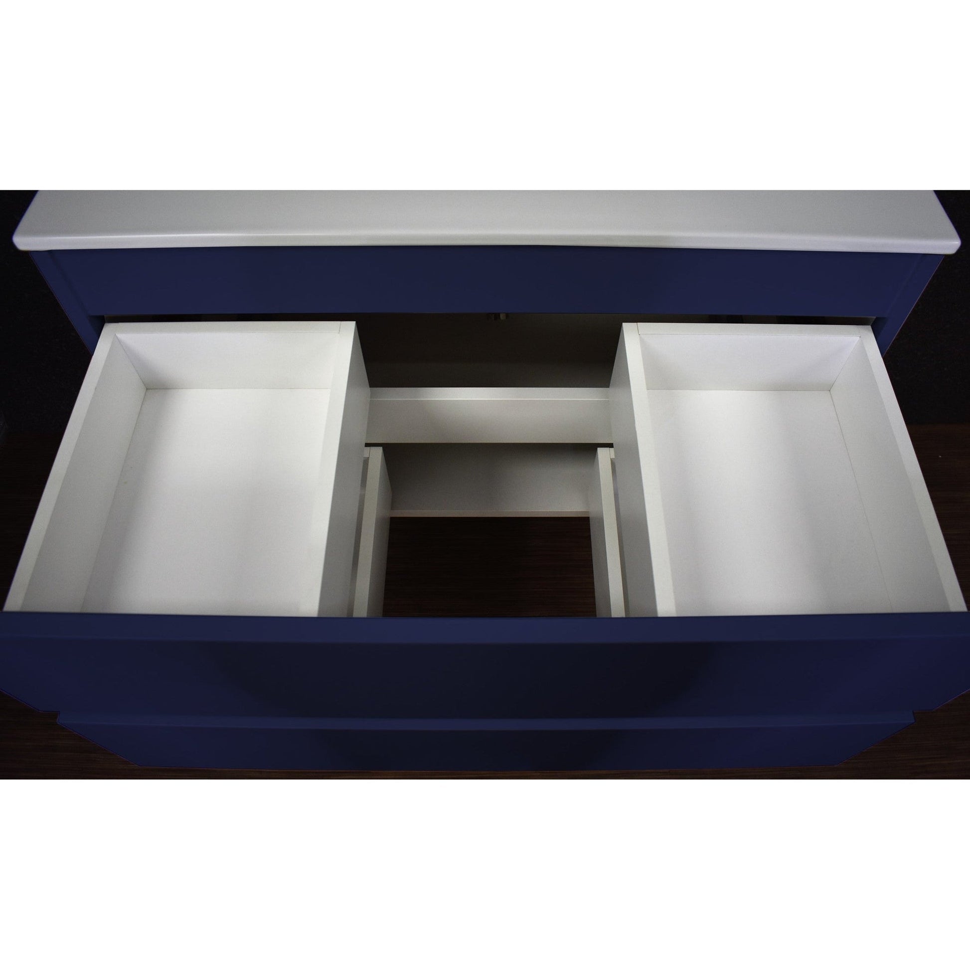 Volpa USA Salt 36" x 20" Navy Wall-Mounted Floating Bathroom Vanity With Drawers, Acrylic Top and Integrated Acrylic Sink