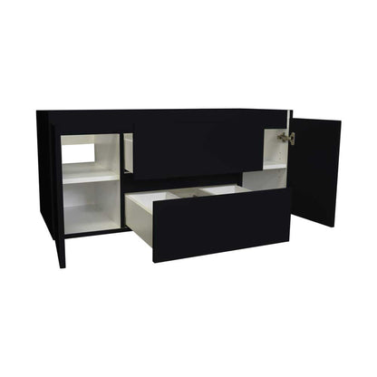 Volpa USA Salt 48" x 18" Black Wall-Mounted Floating Bathroom Vanity Cabinet with Drawers
