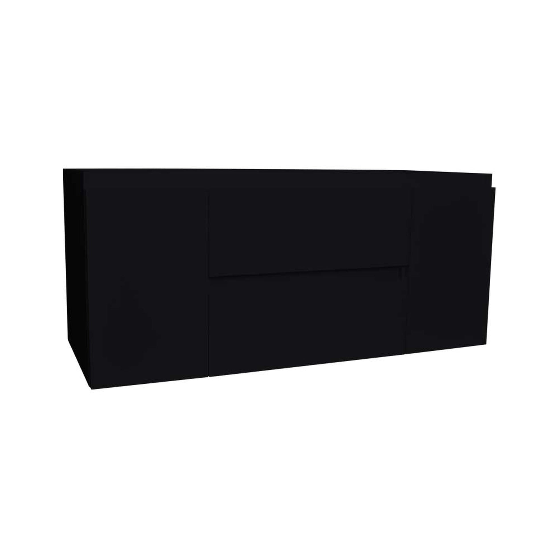 Volpa USA Salt 48" x 18" Glossy Black Wall-Mounted Floating Bathroom Vanity Cabinet with Drawers