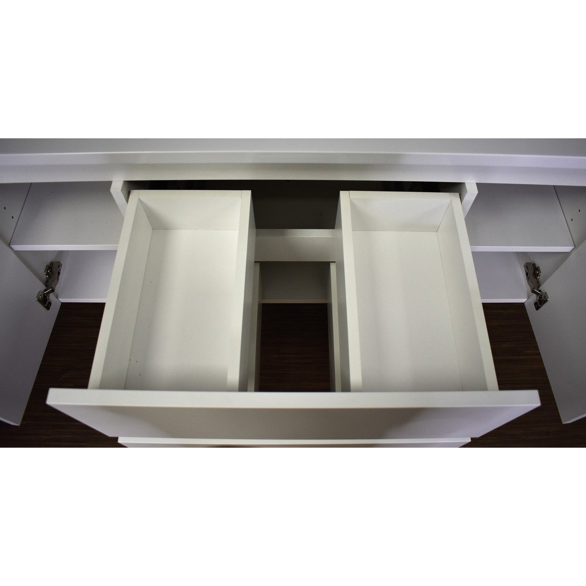 Volpa USA Salt 48" x 18" Glossy White Wall-Mounted Floating Bathroom Vanity Cabinet with Drawers