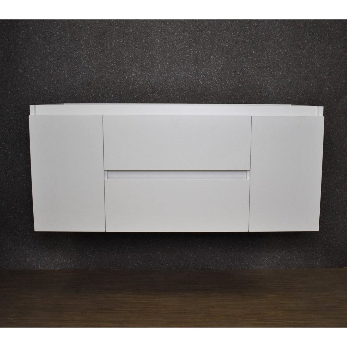 Volpa USA Salt 48" x 18" Glossy White Wall-Mounted Floating Bathroom Vanity Cabinet with Drawers