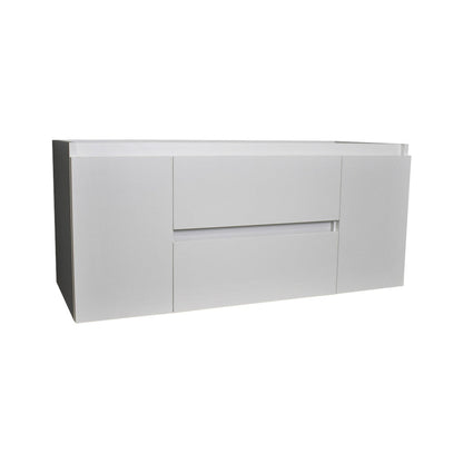 Volpa USA Salt 48" x 18" Glossy White Wall-Mounted Floating Bathroom Vanity Cabinet with Drawers