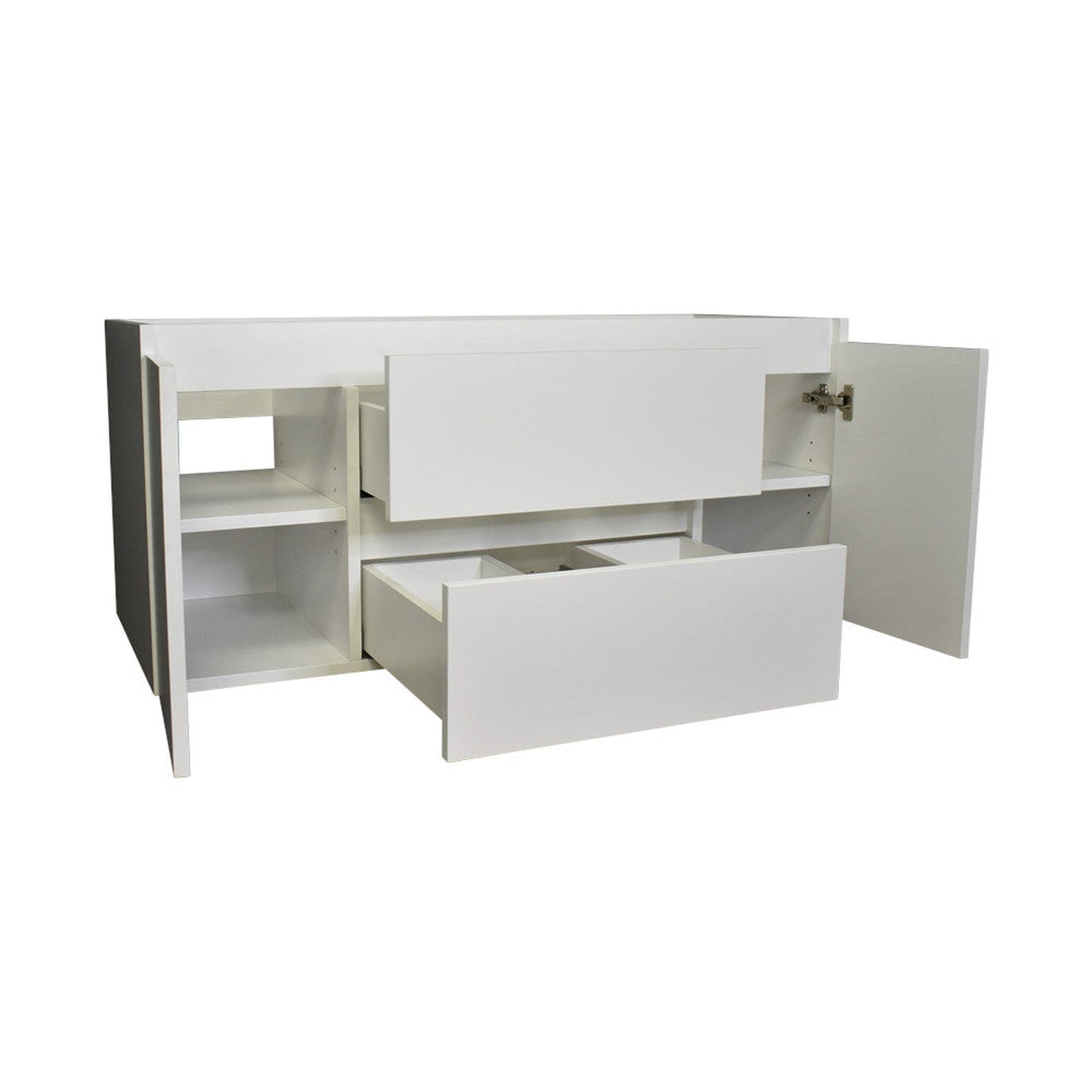 Volpa USA Salt 48" x 18" Glossy White Wall-Mounted Floating Bathroom Vanity Cabinet with Drawers