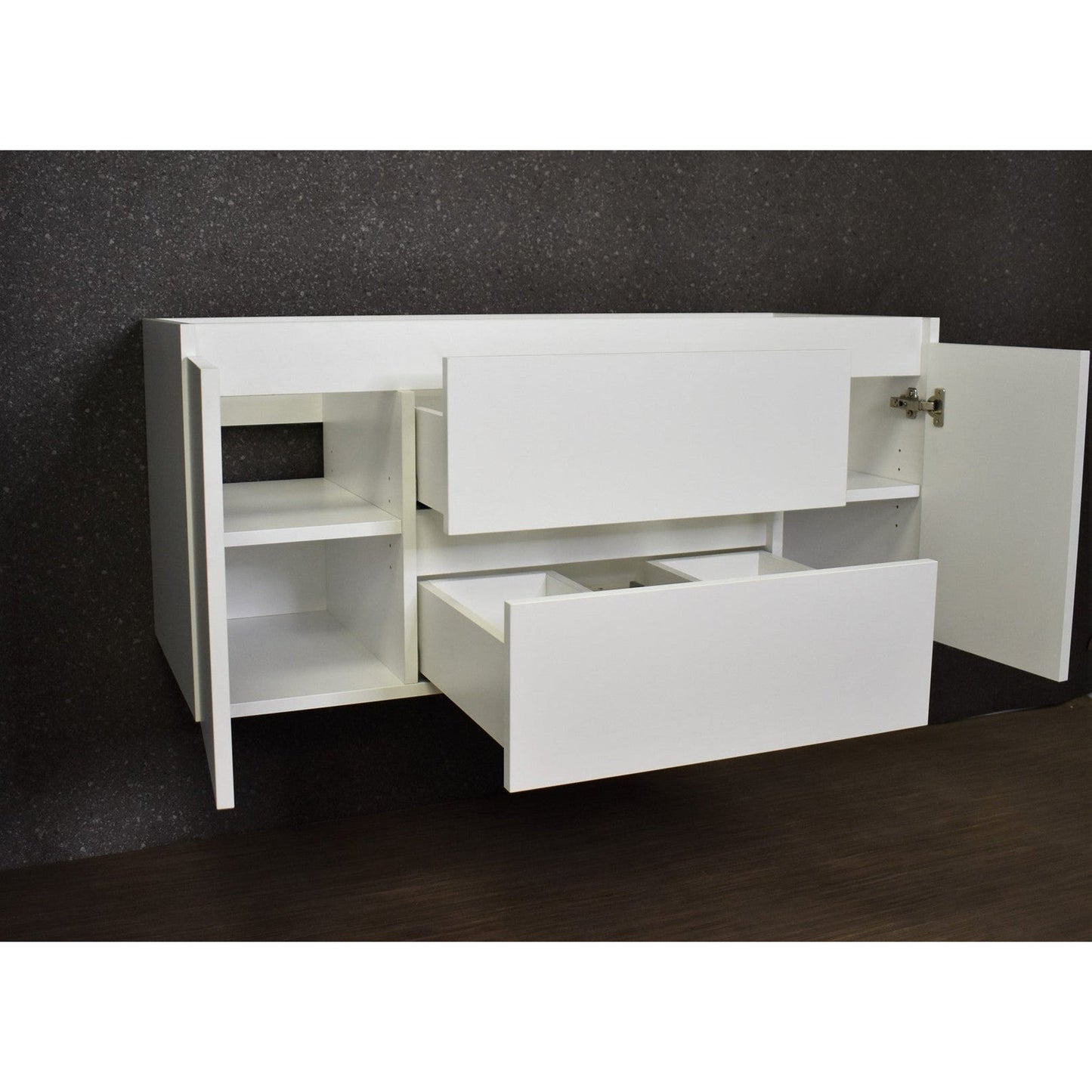 Volpa USA Salt 48" x 18" Glossy White Wall-Mounted Floating Bathroom Vanity Cabinet with Drawers