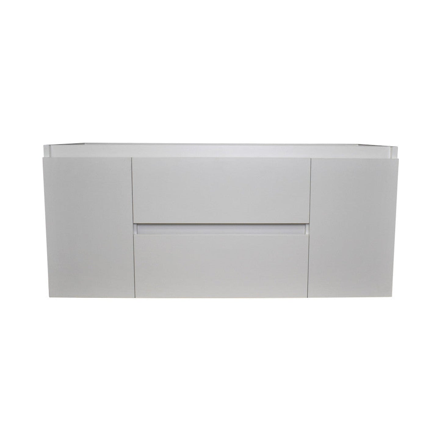 Volpa USA Salt 48" x 18" Glossy White Wall-Mounted Floating Bathroom Vanity Cabinet with Drawers