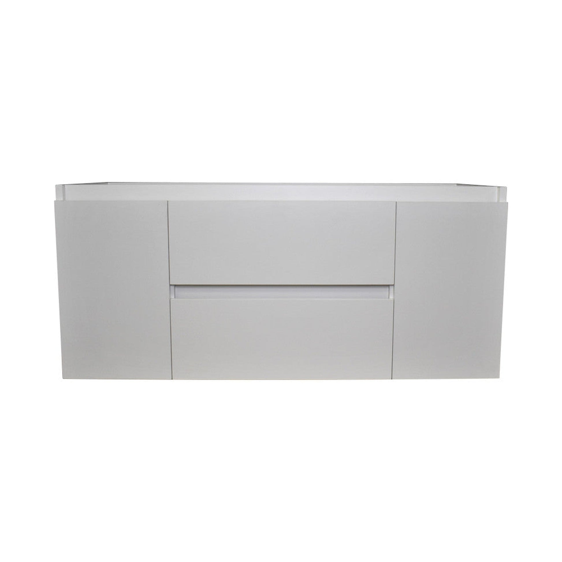 Volpa USA Salt 48" x 18" Glossy White Wall-Mounted Floating Bathroom Vanity Cabinet with Drawers