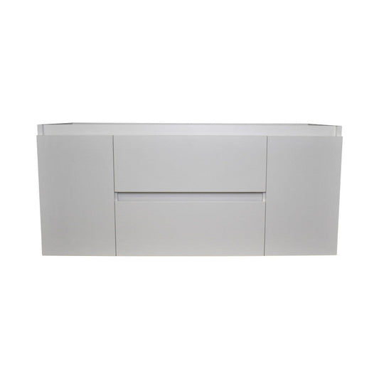 Volpa USA Salt 48" x 18" Glossy White Wall-Mounted Floating Bathroom Vanity Cabinet with Drawers