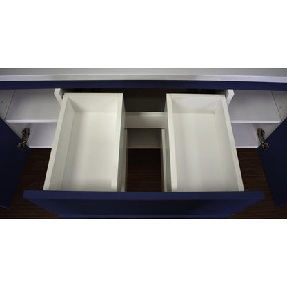 Volpa USA Salt 48" x 18" Navy Wall-Mounted Floating Bathroom Vanity With Drawers, Integrated Porcelain Ceramic Top and Integrated Ceramic Sink