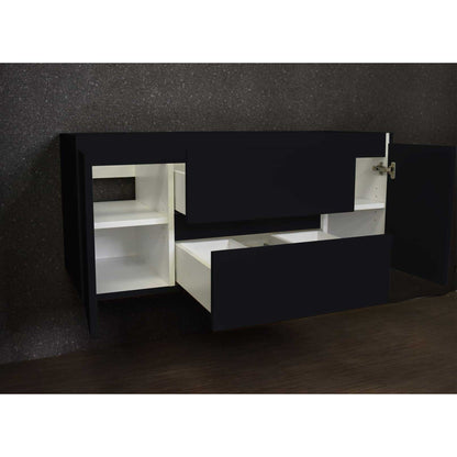 Volpa USA Salt 48" x 20" Black Wall-Mounted Floating Bathroom Vanity Cabinet with Drawers