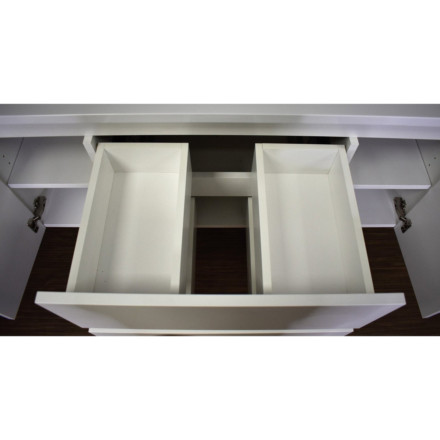 Volpa USA Salt 48" x 20" Glossy White Wall-Mounted Floating Bathroom Vanity Cabinet with Drawers