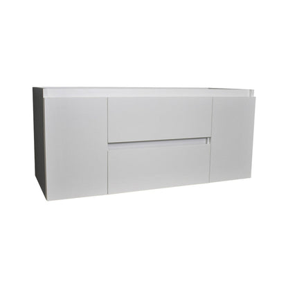 Volpa USA Salt 48" x 20" Glossy White Wall-Mounted Floating Bathroom Vanity Cabinet with Drawers