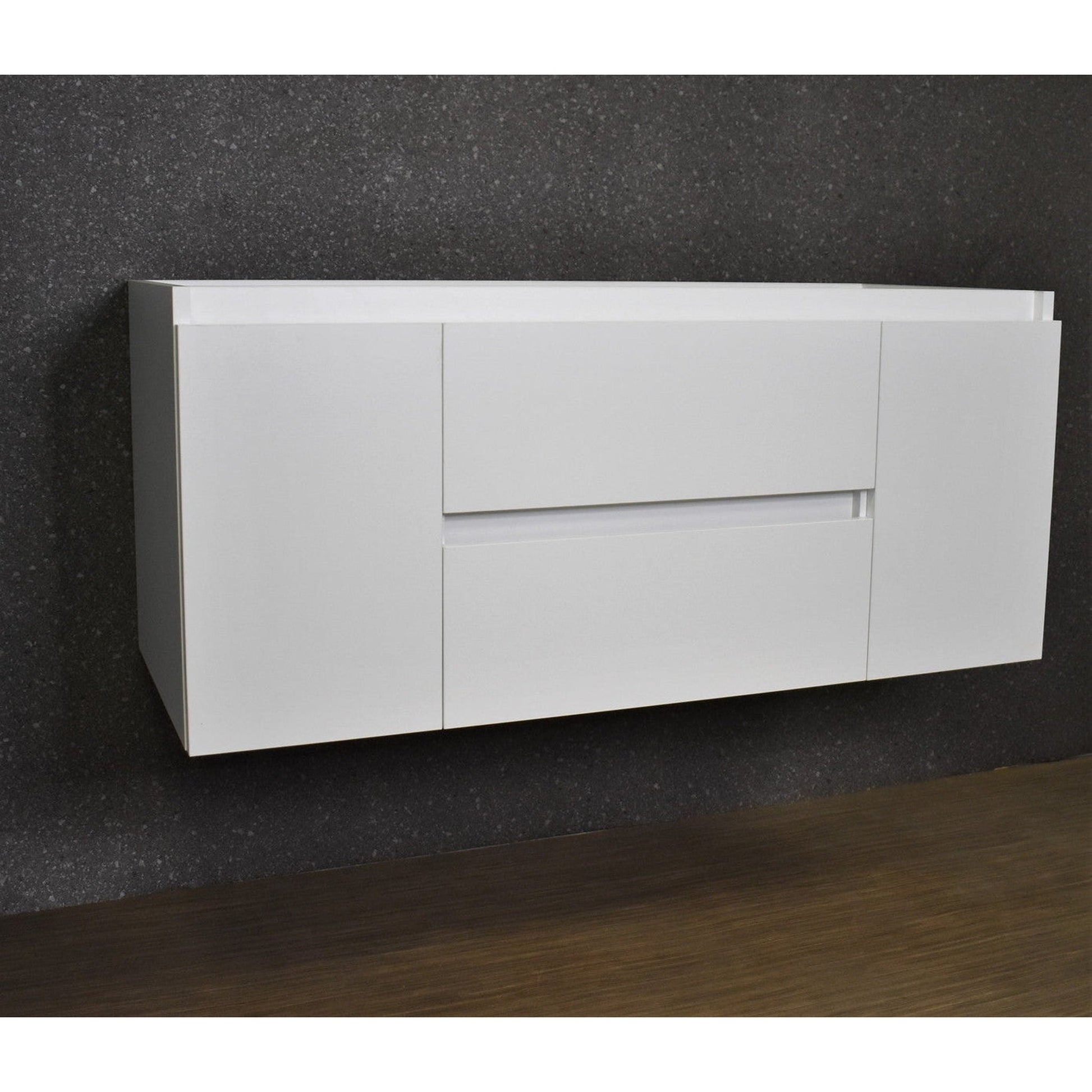 Volpa USA Salt 48" x 20" Glossy White Wall-Mounted Floating Bathroom Vanity Cabinet with Drawers