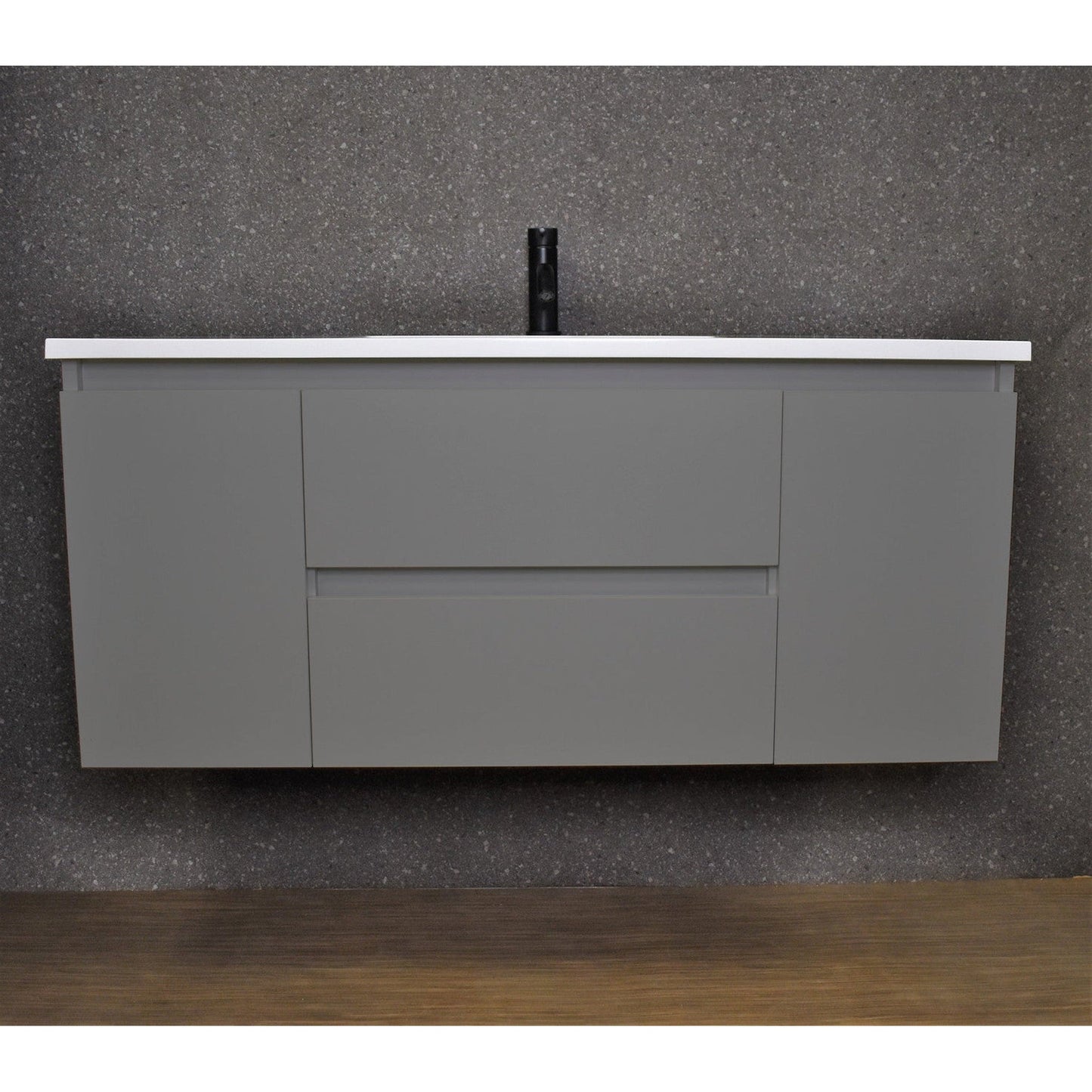 Volpa USA Salt 48" x 20" Gray Wall-Mounted Floating Bathroom Vanity With Drawers, Acrylic Top and Integrated Acrylic Sink