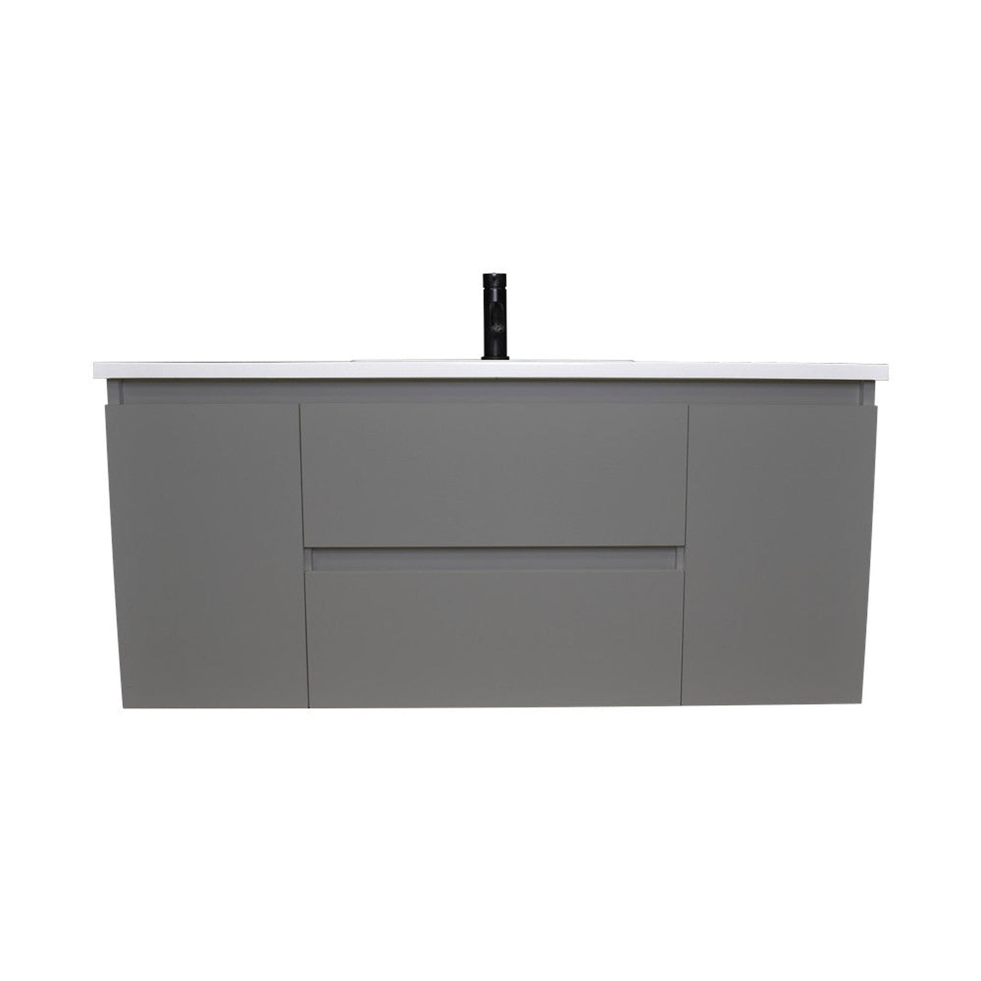 Volpa USA Salt 48" x 20" Gray Wall-Mounted Floating Bathroom Vanity With Drawers, Acrylic Top and Integrated Acrylic Sink