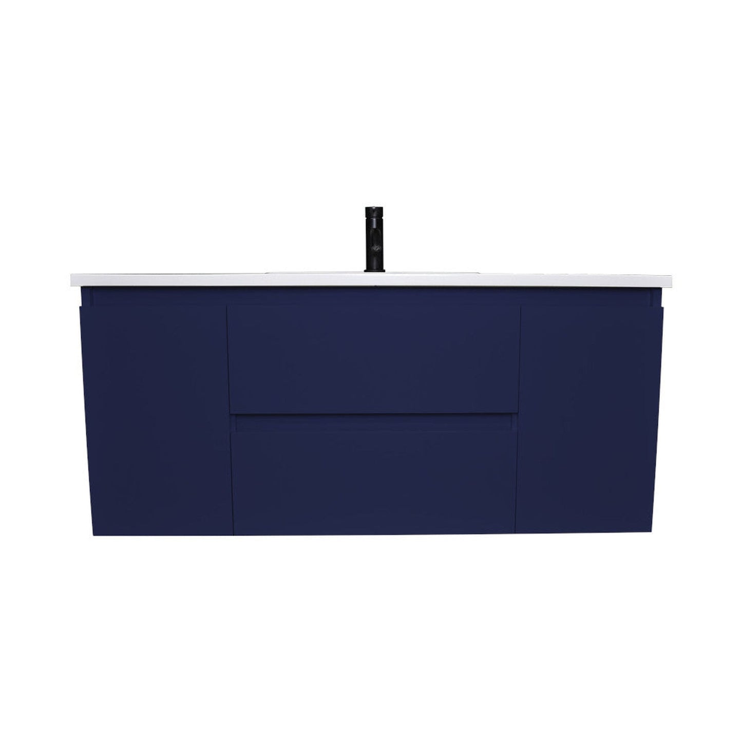 Volpa USA Salt 48" x 20" Navy Wall-Mounted Floating Bathroom Vanity With Drawers, Acrylic Top and Integrated Acrylic Sink