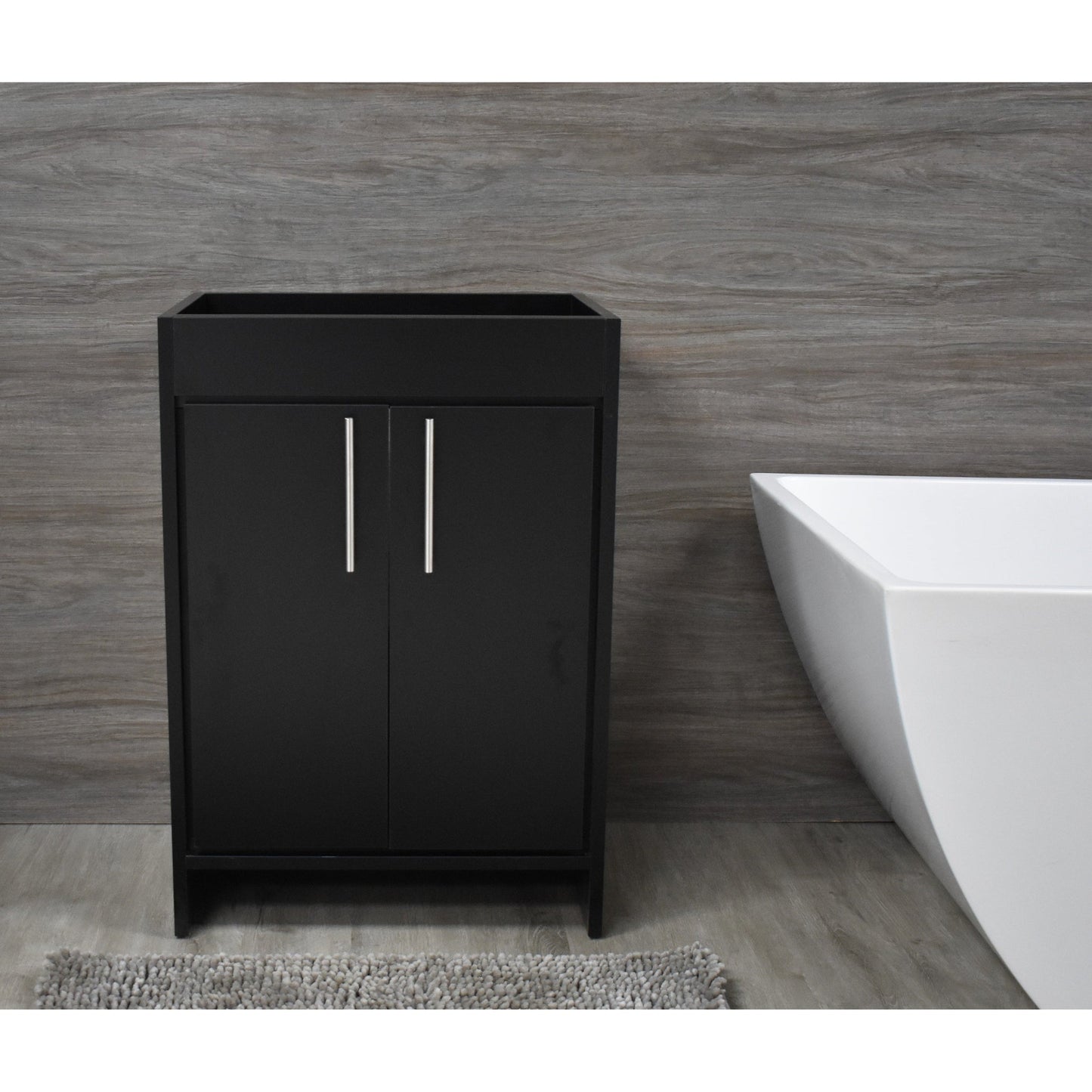 Volpa USA Villa 24" Black Freestanding Modern Bathroom Vanity With Brushed Nickel Round Handles