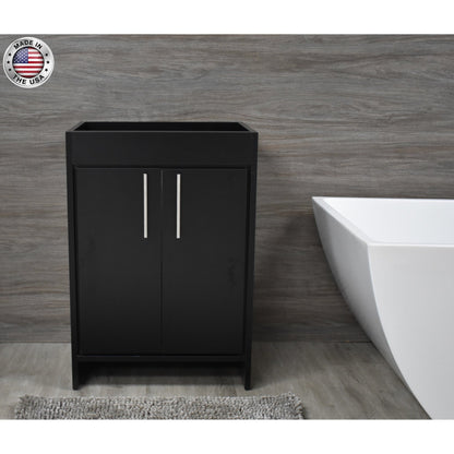 Volpa USA Villa 24" Black Freestanding Modern Bathroom Vanity With Brushed Nickel Round Handles